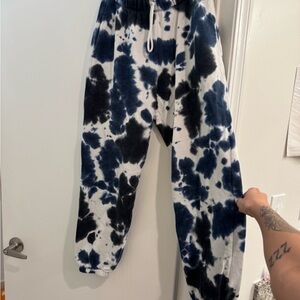 Tie-Dye Joggers - Blue Black and White